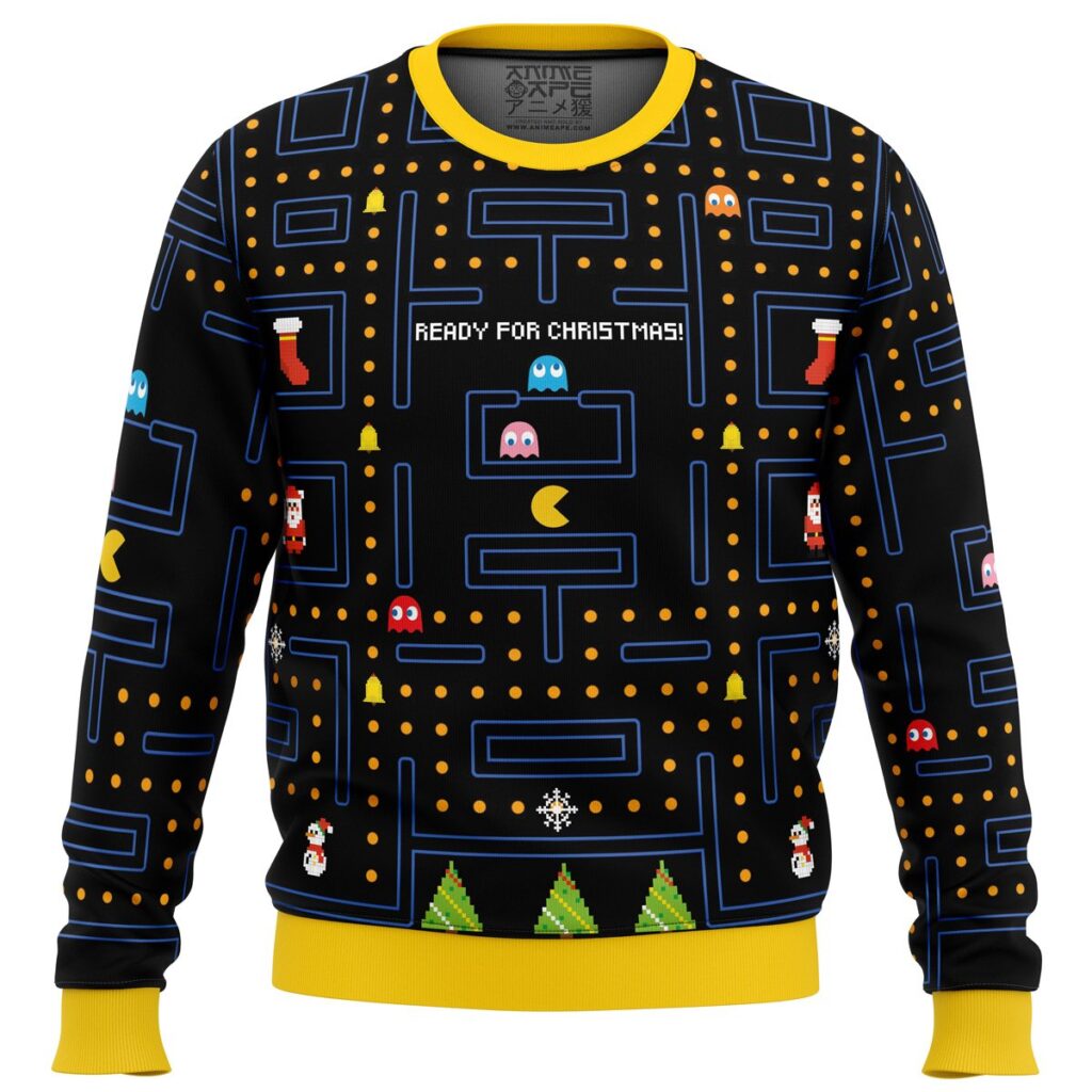 Pac Man Ready for Christmas Ugly Christmas Sweater