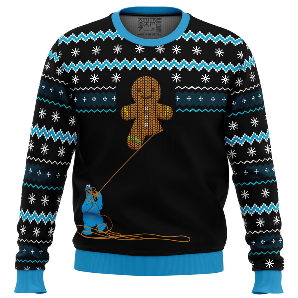 Gingerbread Cookie Monster Ugly Christmas Sweater