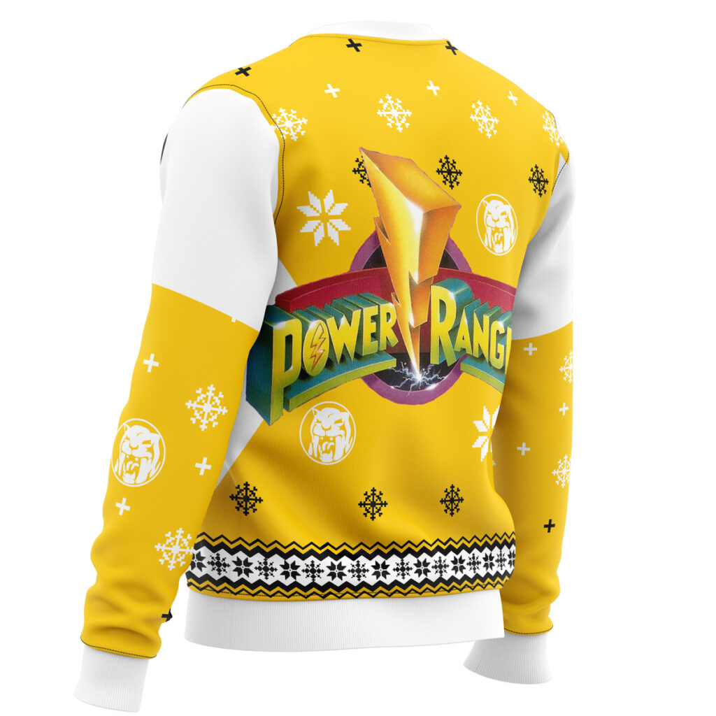 Mighty Morphin Power Rangers Yellow Ugly Christmas Sweater