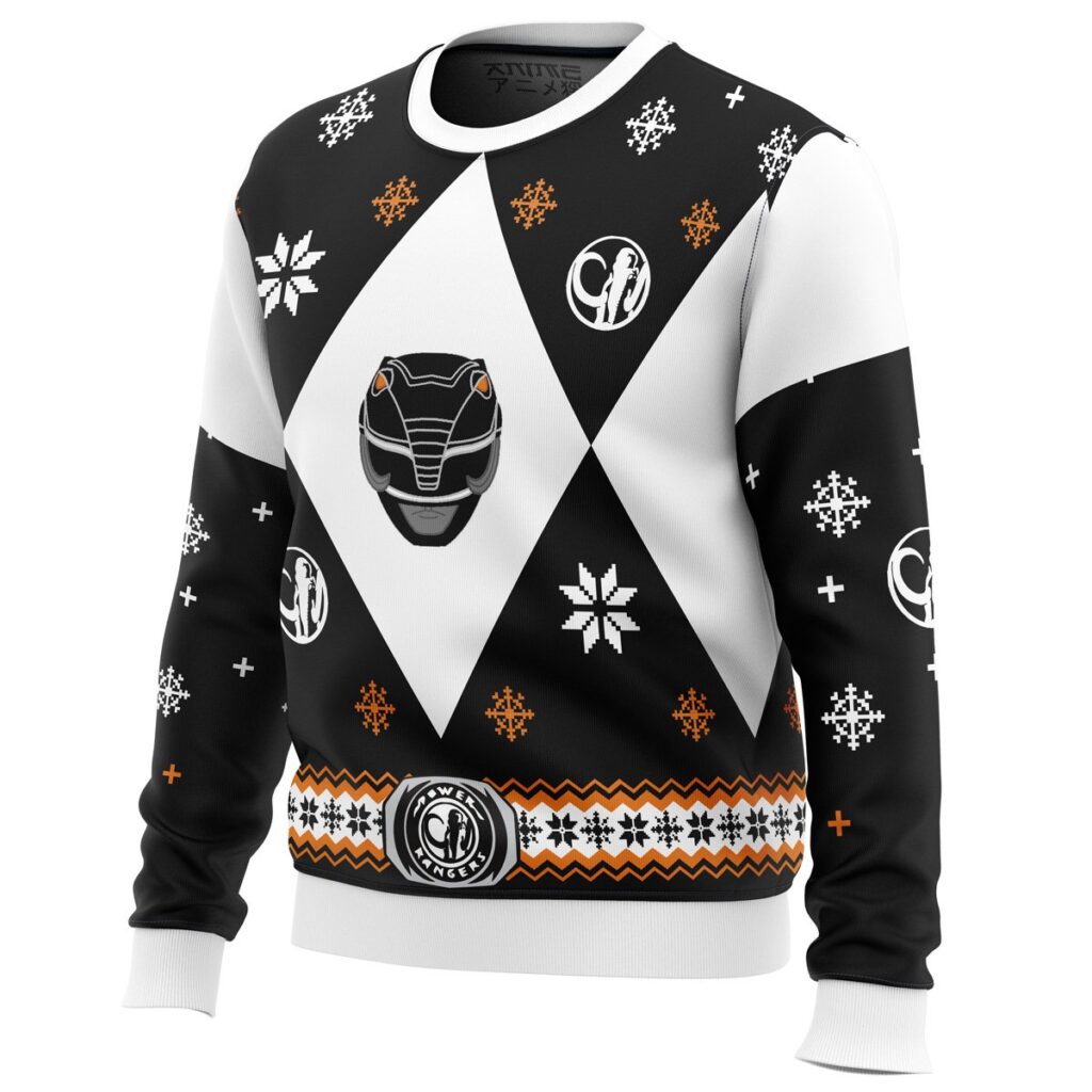 Mighty Morphin Power Rangers Black Ugly Christmas Sweater