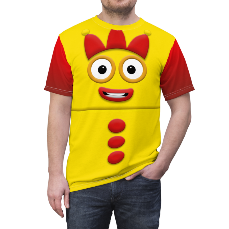 Number Three Yellow Blocks T-shirt, Num Characters Costume, Halloween Costume