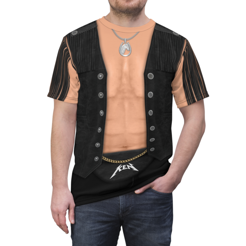 Ryan Black Fringe Leather Vest T-shirt, Doll Movie Costume, Halloween Costume