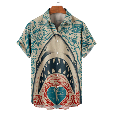 Great White Shark Pattern Hawaiian Shirt