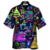 Wine Christmas Neon Art Drinking - Hawaiian Shirt