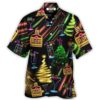 Wine Rum Christmas Neon Art Drinking - Hawaiian Shirt