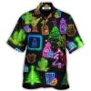 Wine Tequila Christmas Neon Art Drinking - Hawaiian Shirt