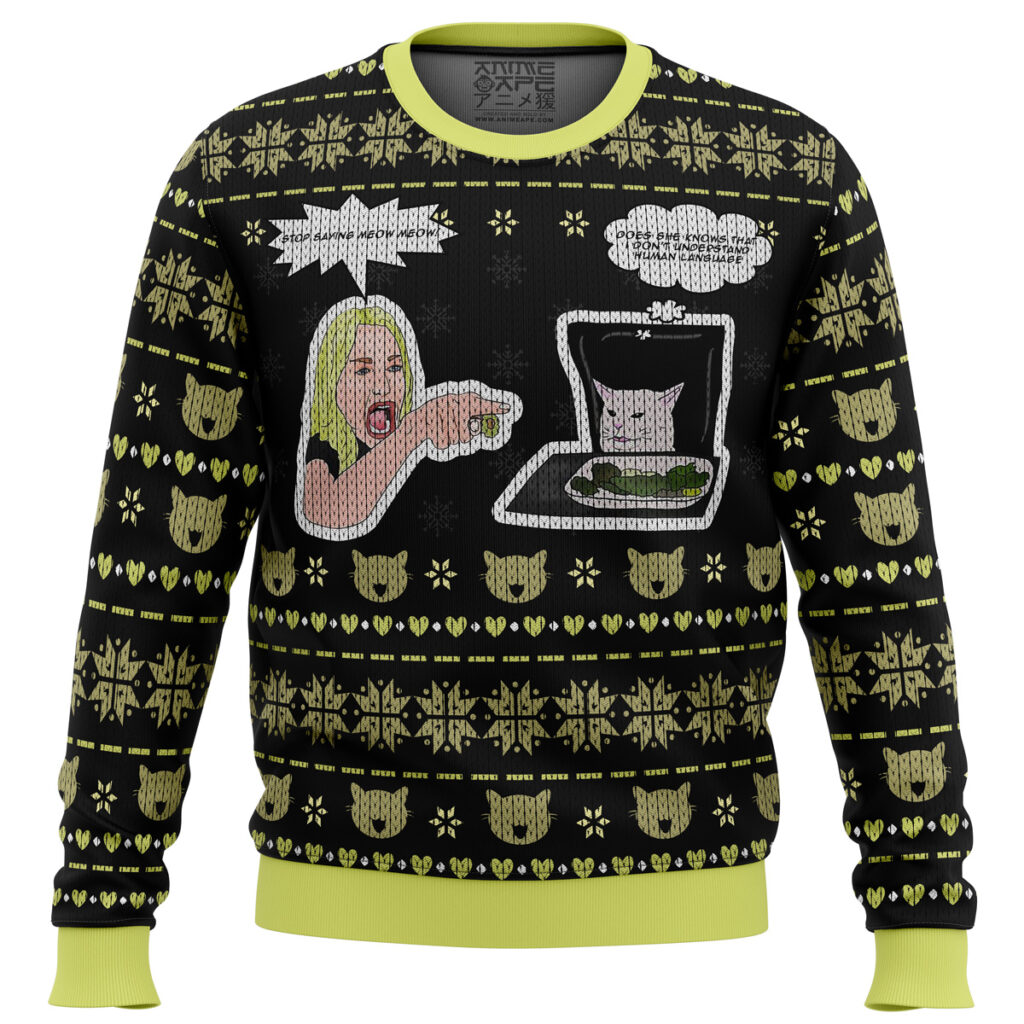 Woman Yelling At Cat Meme Ugly Christmas Sweater