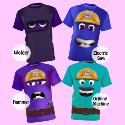 Construction Worker Group T-shirt, Inside Out 2 Costume, Halloween Costume