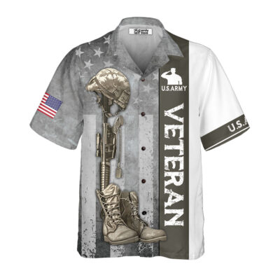 US Army Veteran Gray Hawaiian Shirt