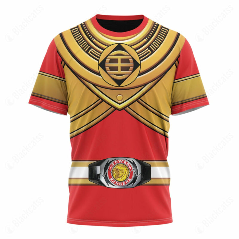 King Tyranno Hybrid Red Gold Zeo Mighty Power Rangers T-shirt, Power Rangers T-shirt