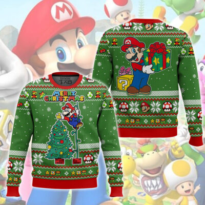 Super Mario Christmas Tree Ugly Sweater