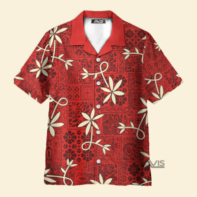 Elvis With Flower And Red Background - Costume Cosplay Hawaiian Shirt