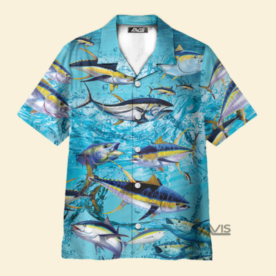 Fishing Tuna Fish In The Blue Sea - Hawaiian Shirt