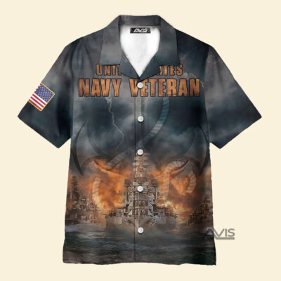 United States Navy Veteran Ships And Anchors - Hawaiian Shirt