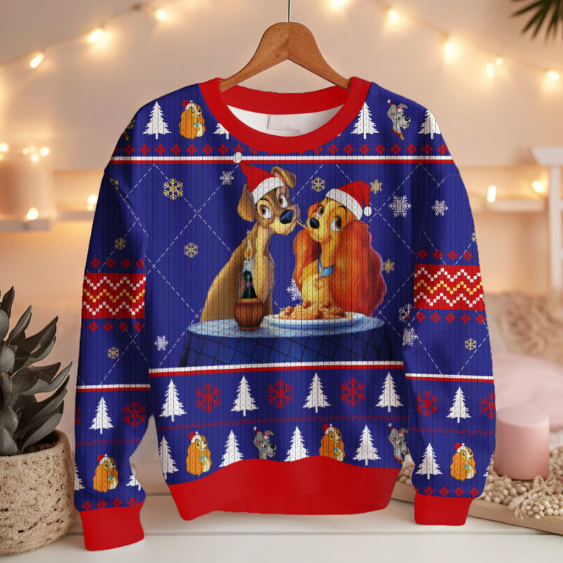 Lady and The Tramp Spaghetti Ugly Sweater