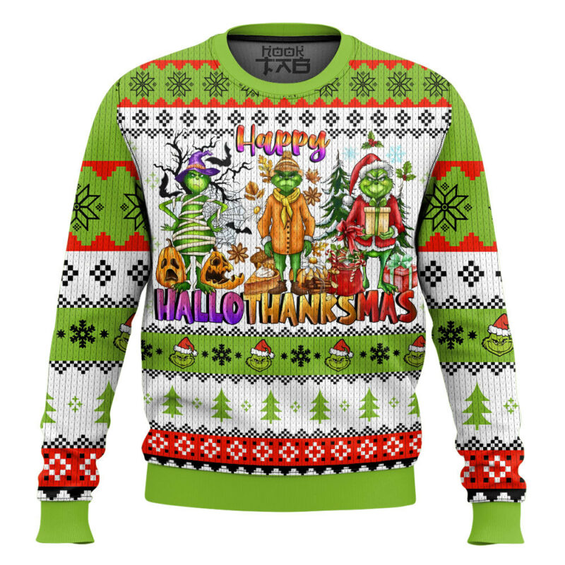 Happy Hallothanksmas - The Grinch Ugly Sweater