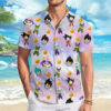 Chibi Dragon Ball Characters Pattern Men's Short Sleeve Button Up Hawaiian Shirt