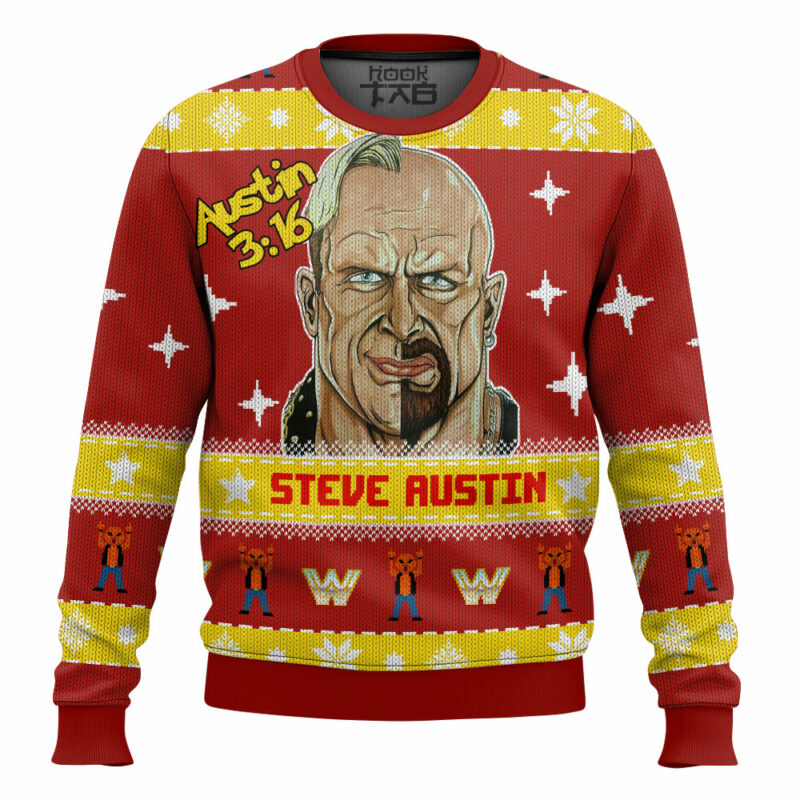 Steve Austin WWE Christmas Ugly Sweater