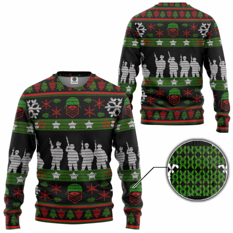 3D Veteran Soldier Present Custom Ugly Christmas Sweater