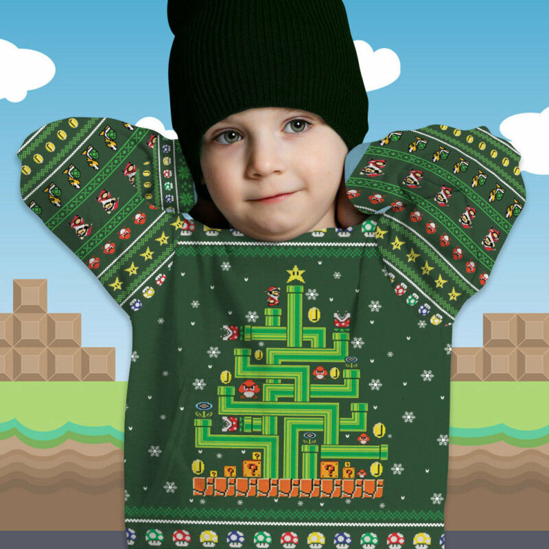 3D Ugly Mario Christmas Custom Kid Ugly Sweater