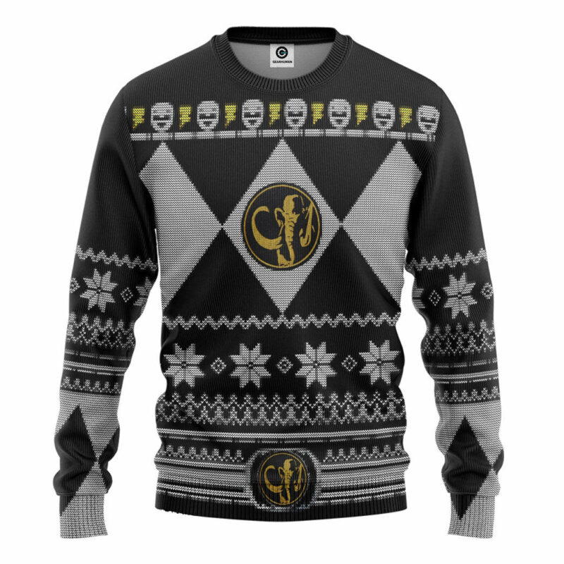 3D Mighty Morphin Black Power Ranger Custom Ugly Christmas Sweater