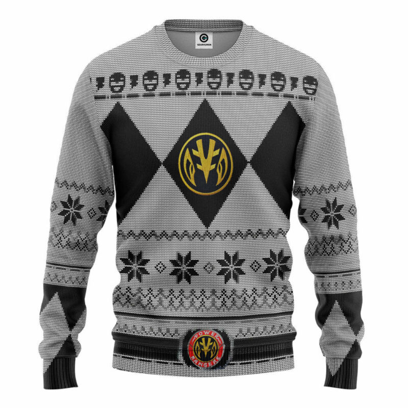 3D Mighty Morphin White Power Ranger Custom Ugly Christmas Sweater