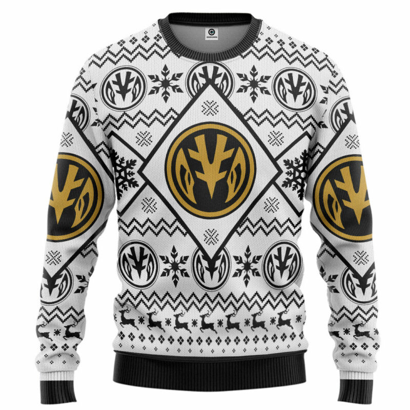 3D Mighty Morphin White Power Ranger Custom Ugly Christmas Sweater