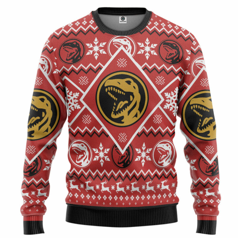 3D Mighty Morphin Red Power Ranger Ugly Christmas Sweater