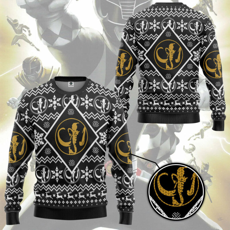 3D Mighty Morphin Black Power Ranger Custom Ugly Christmas Sweater