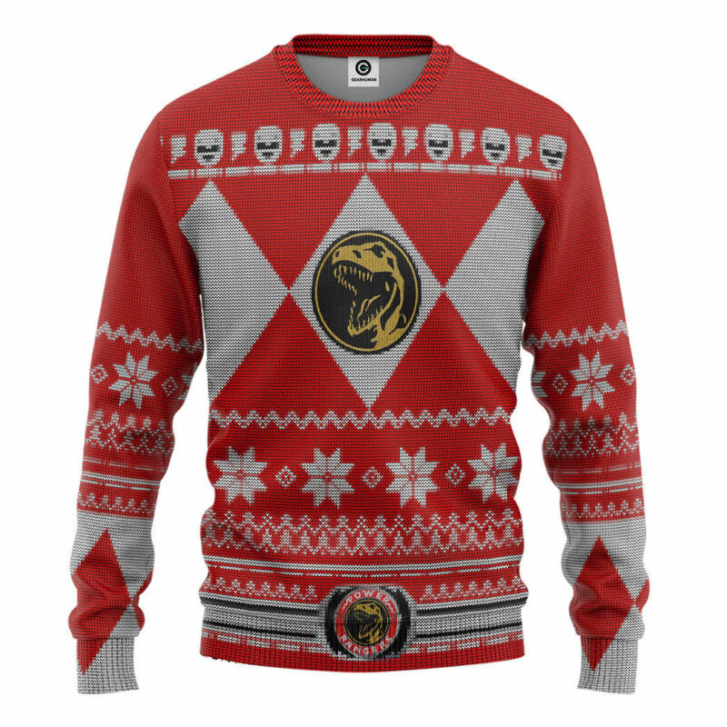 3D Mighty Morphin Red Power Ranger Ugly Christmas Sweater