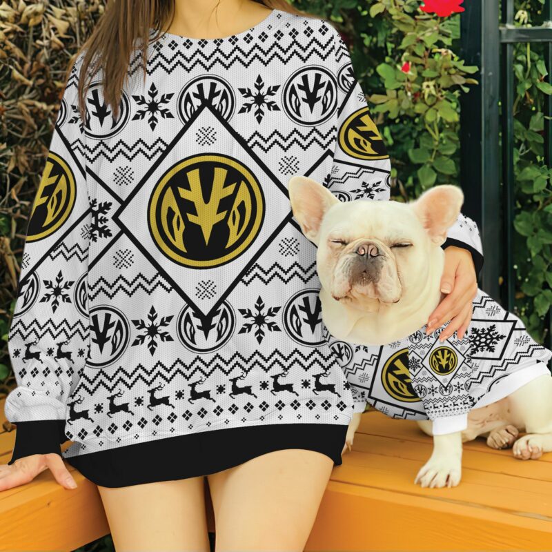 3D Mighty Morphin White Power Ranger Custom Ugly Christmas Sweater