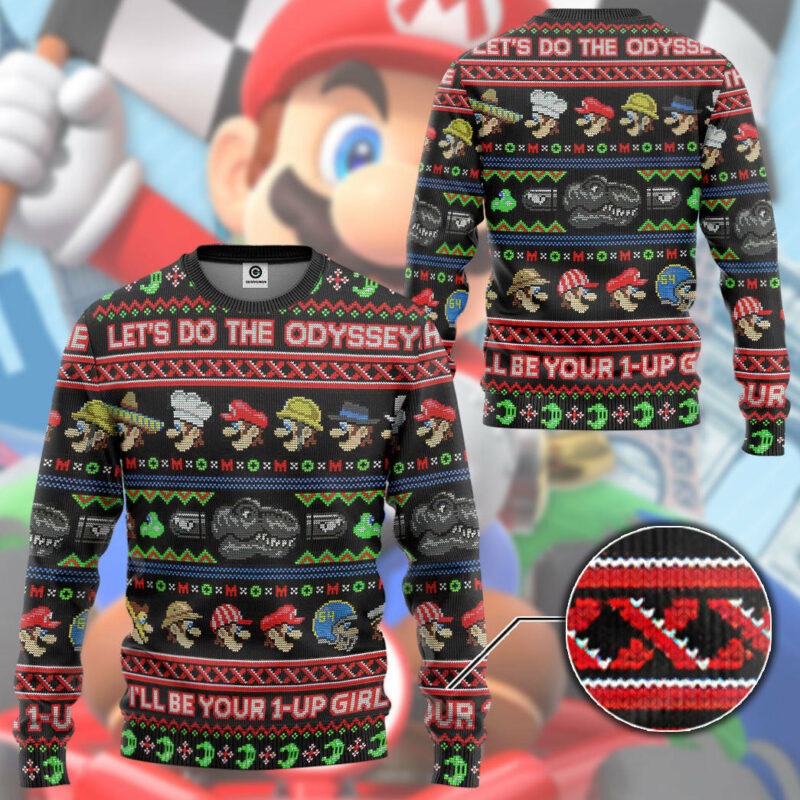 3D Mario Ugly Christmas Custom Ugly Sweater