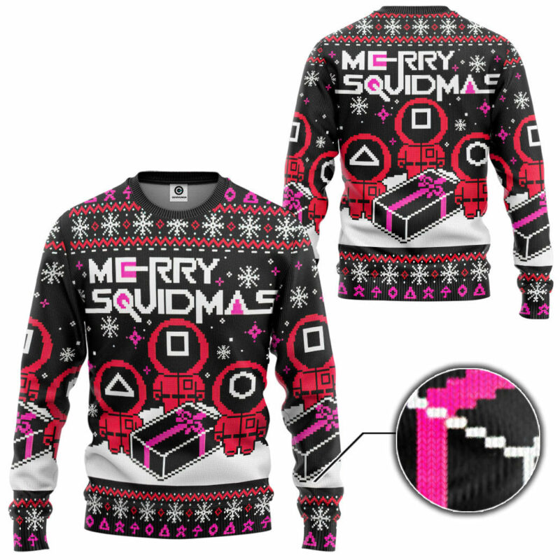 3D Merry Squidmas Squid Game Ugly Christmas Custom Ugly Sweater