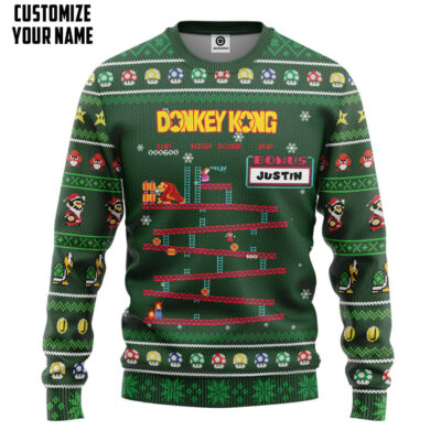 3D Ugly Donkey Kong Christmas Custom Name Ugly Sweater