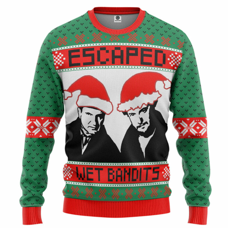 3D Home Alone Escaped Wet Bandits Ugly Christmas Sweater