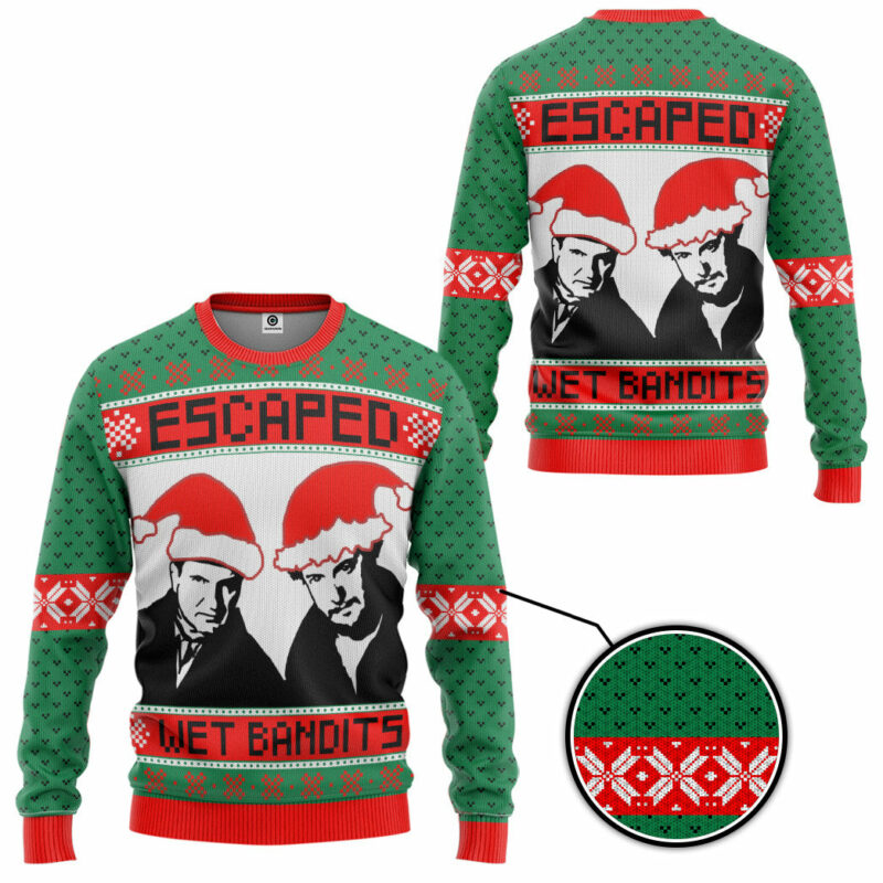 3D Home Alone Escaped Wet Bandits Ugly Christmas Sweater