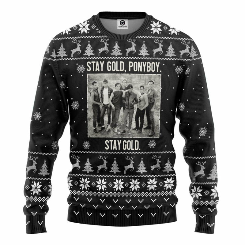 3D The Outsiders Stay Gold Ponyboy Stay Gold Christmas B&W Style Ugly Sweater