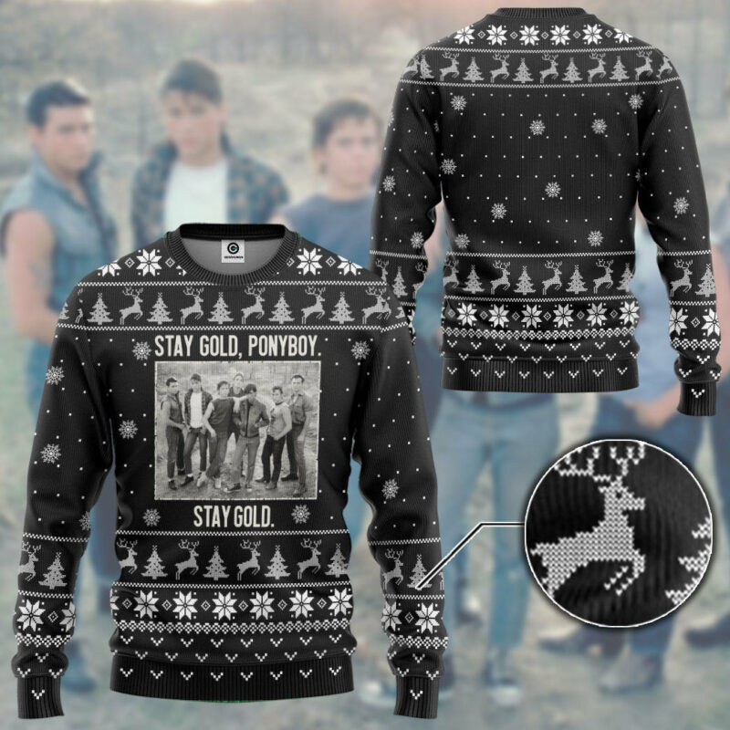 3D The Outsiders Stay Gold Ponyboy Stay Gold Christmas B&W Style Ugly Sweater