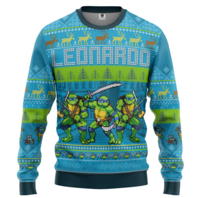 3D Leonardo TMNT Ugly Christmas Style Custom Ugly Sweater