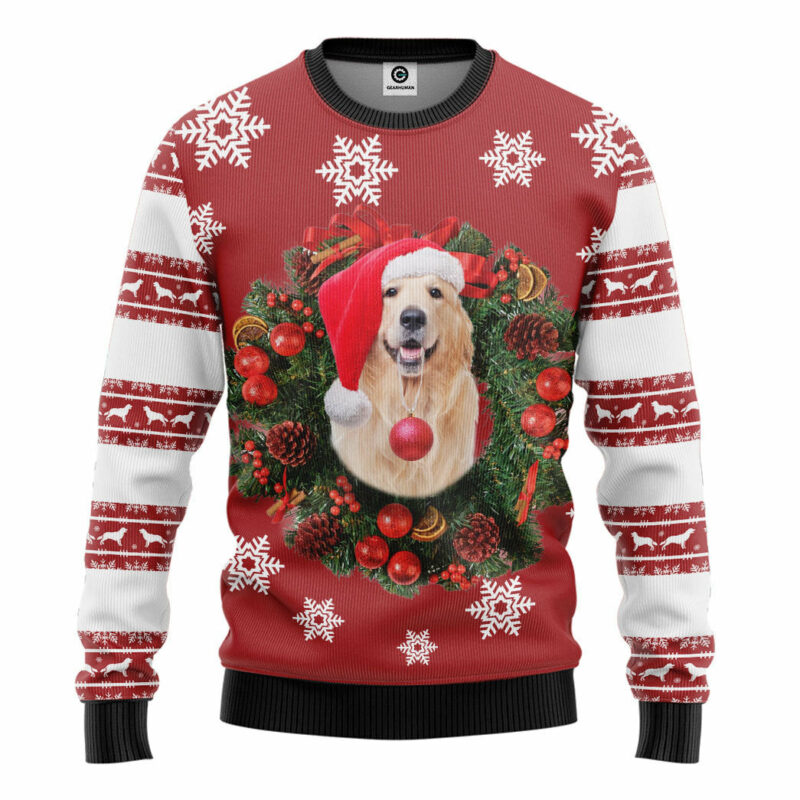 3D Golden Retriever Dog Ugly Christmas Sweater