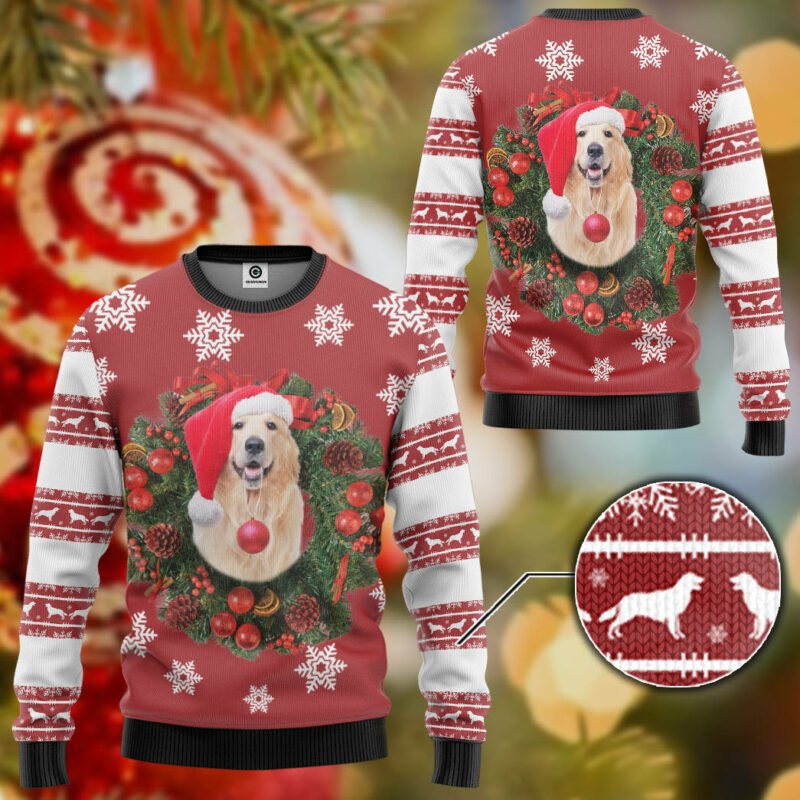 3D Golden Retriever Dog Ugly Christmas Sweater