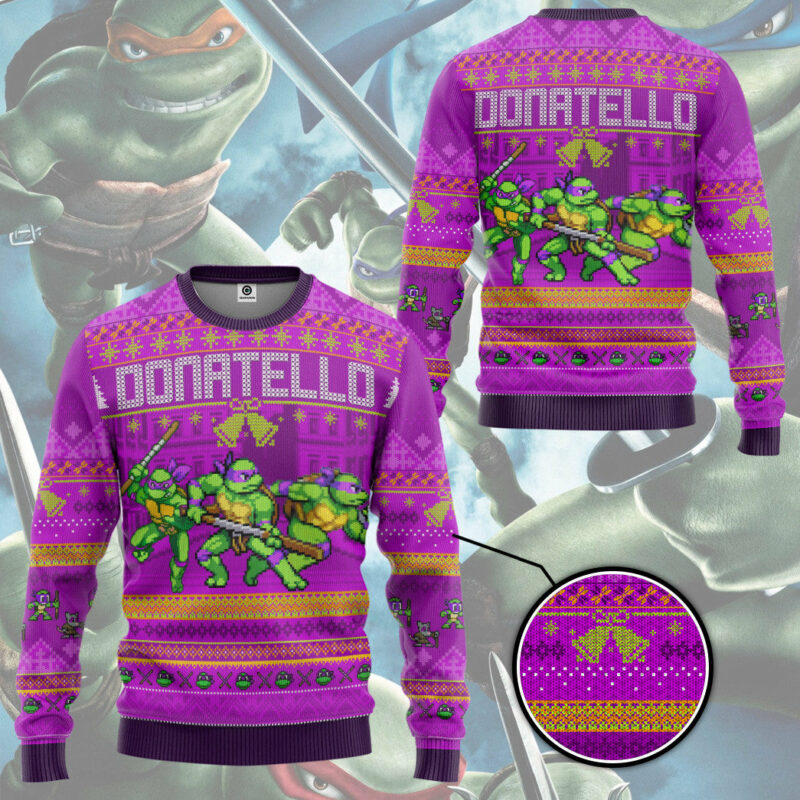 3D Donatello TMNT Ugly Christmas Style Custom Ugly Sweater