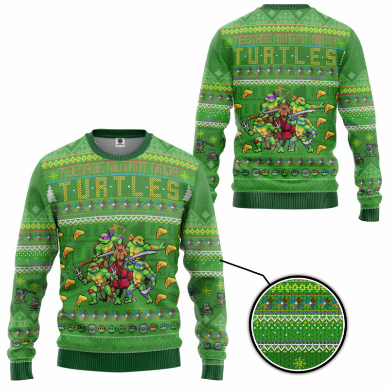 3D TMNT Turtles Ugly Christmas Style Custom Ugly Sweater