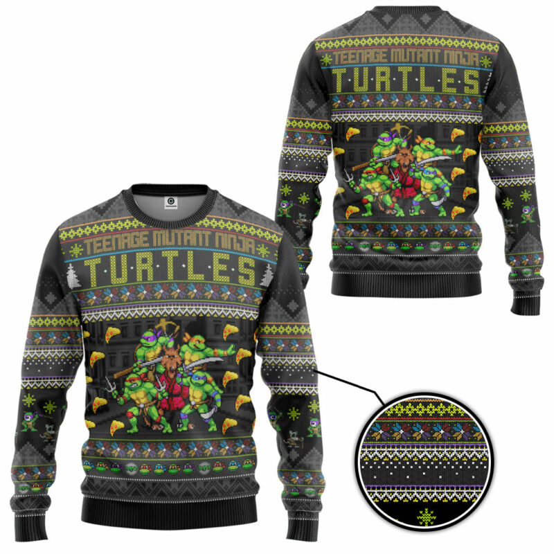 3D TMNT Turtles Ugly Christmas Style Custom Ugly Sweater