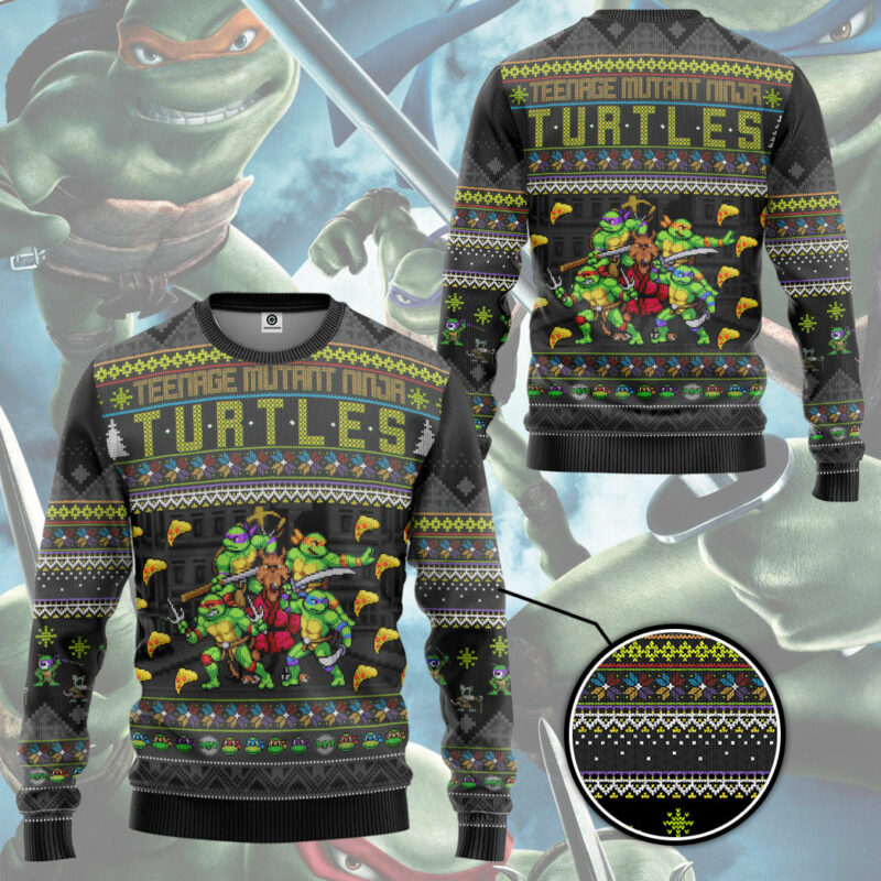 3D TMNT Turtles Ugly Christmas Style Custom Ugly Sweater