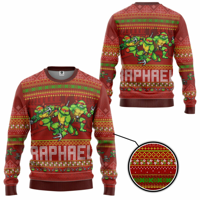 3D Raphael TMNT Ugly Christmas Style Custom Ugly Sweater