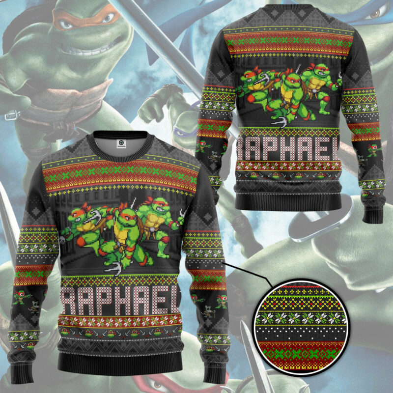 3D Raphael TMNT Ugly Christmas Style Custom Ugly Sweater