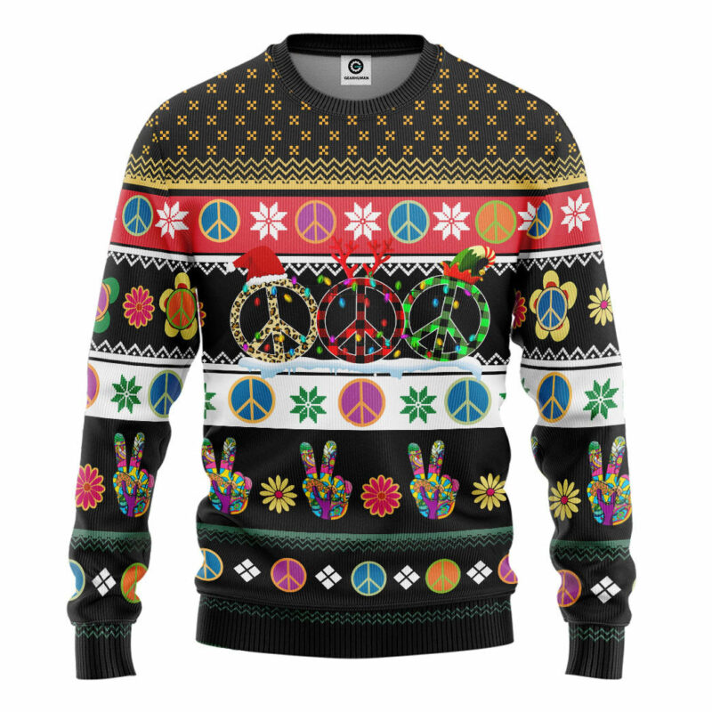 3D Hippie Merry Christmas Custom Ugly Sweater