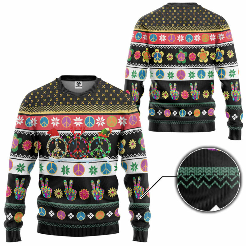 3D Hippie Merry Christmas Custom Ugly Sweater