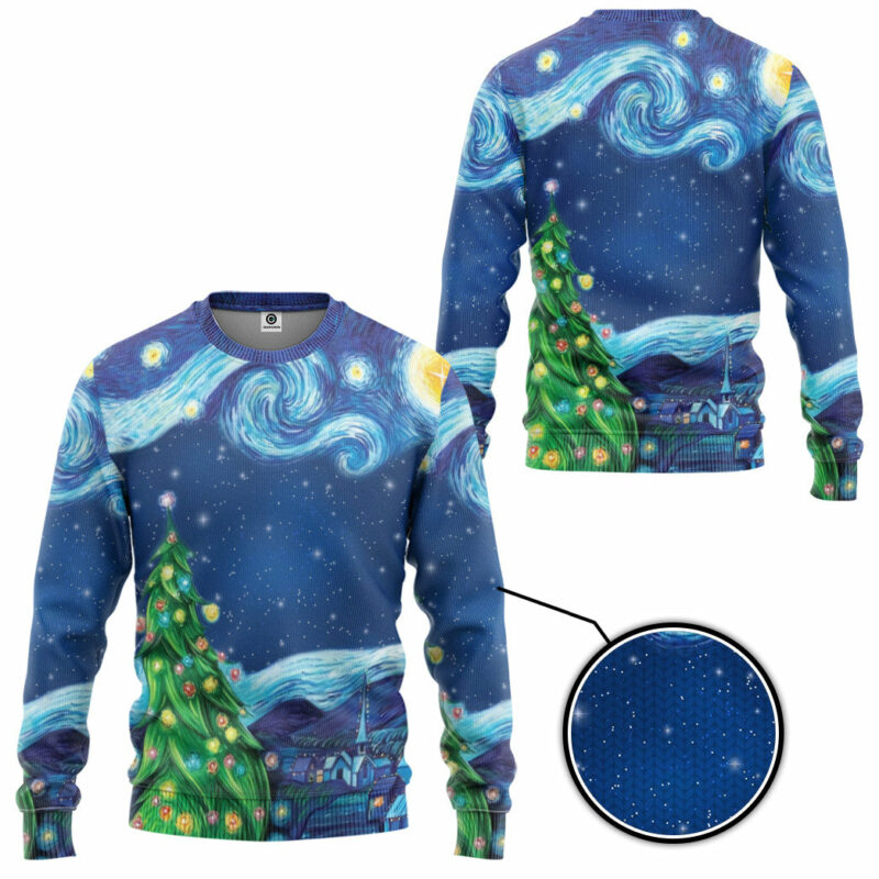 3D Van Gogh Starry Night Custom Ugly Christmas Sweater